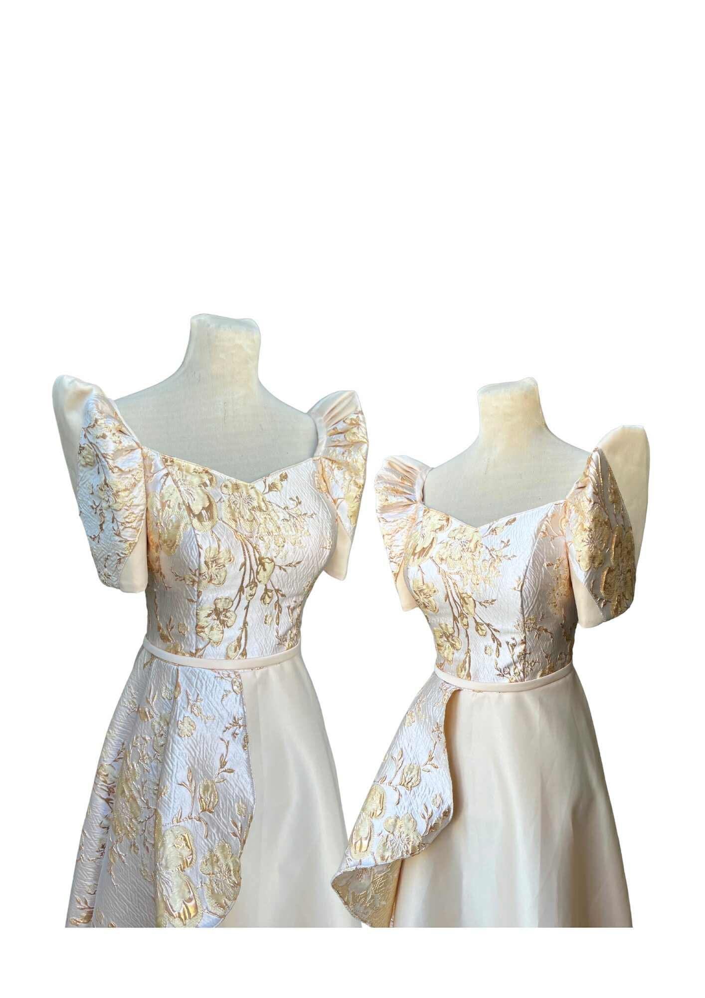 Filipiniana Dress Beige Floral Pristine #027