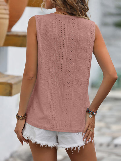 Mandy Spliced Lace V-Neck Sleeveless Tank