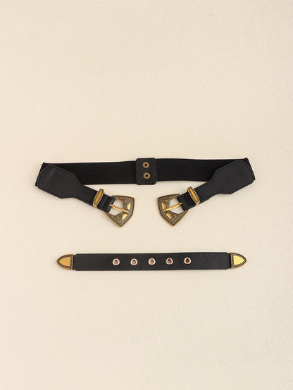 Double Buckle PU Leather Belt