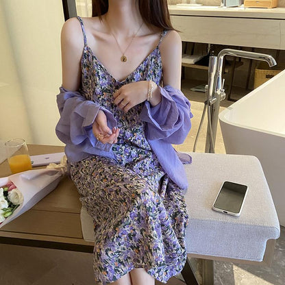 Sexy Slim Slim Temperament Retro Floral Dress