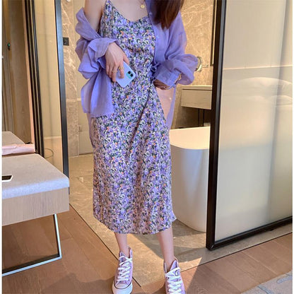 Sexy Slim Slim Temperament Retro Floral Dress