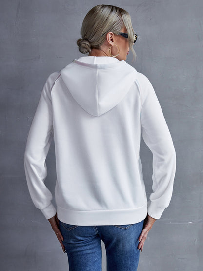 Ivy Lane Contrast Stitching Drawstring Raglan Sleeve Hoodie