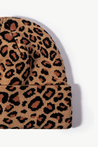 Leopard Pattern Cuffed Beanie