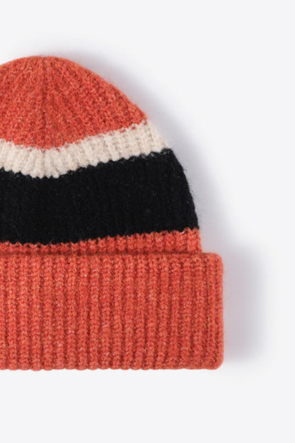 Tricolor Cuffed Knit Beanie