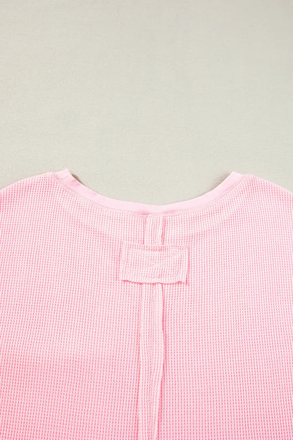 Waffle-Knit Half Sleeve Top and Shorts Set