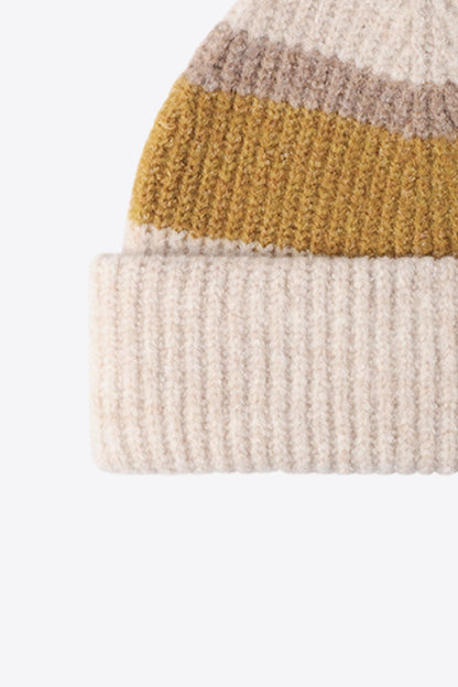 Tricolor Cuffed Knit Beanie