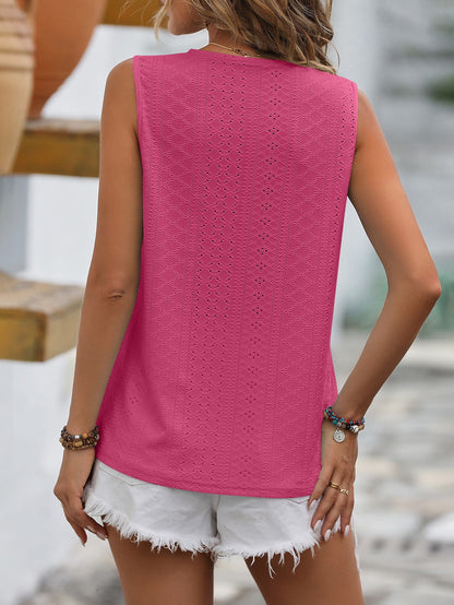 Mandy Spliced Lace V-Neck Sleeveless Tank