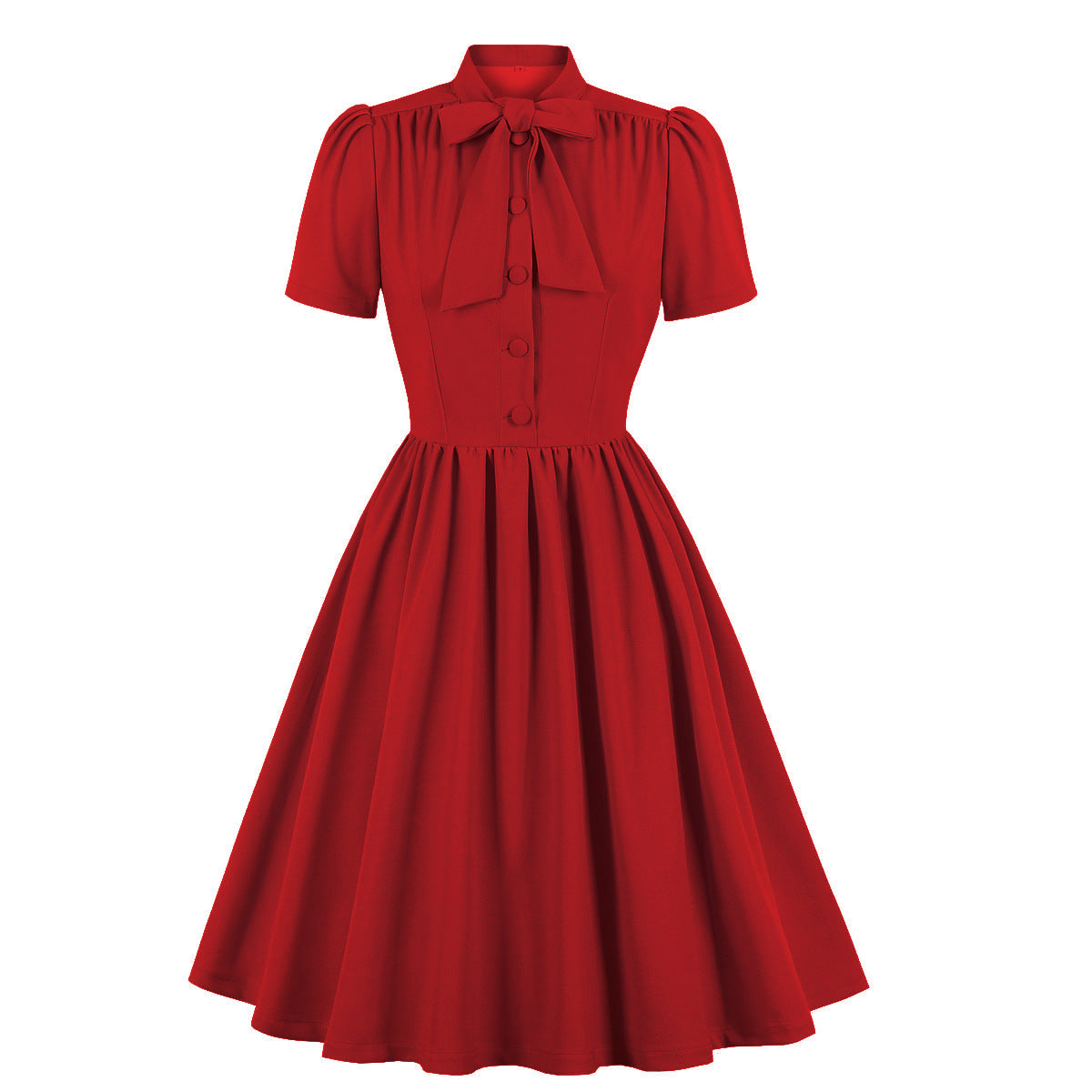 Women's Lace Up Solid Color Swing Dress