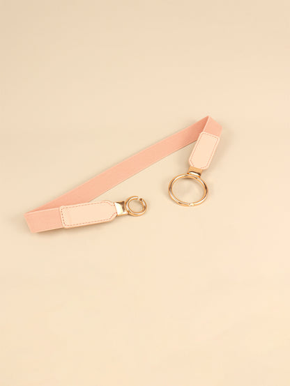 Double Ring Buckle Elastic PU Belt