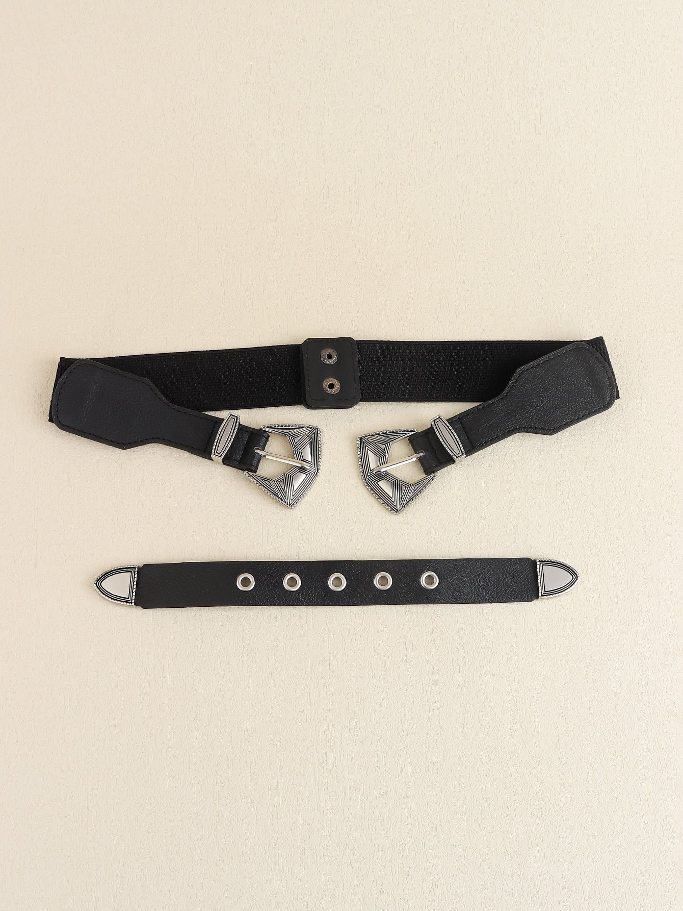 Double Buckle PU Leather Belt