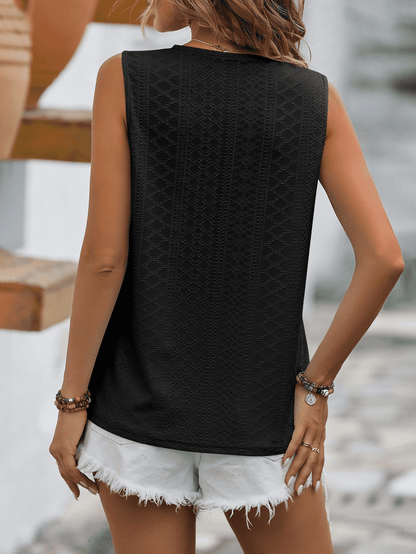 Mandy Spliced Lace V-Neck Sleeveless Tank