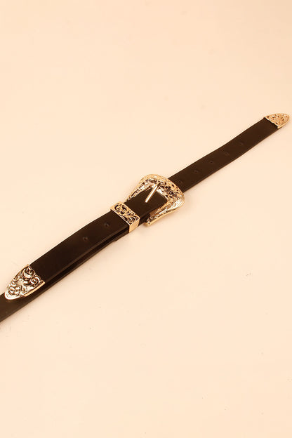 Double Buckle PU Leather Belt