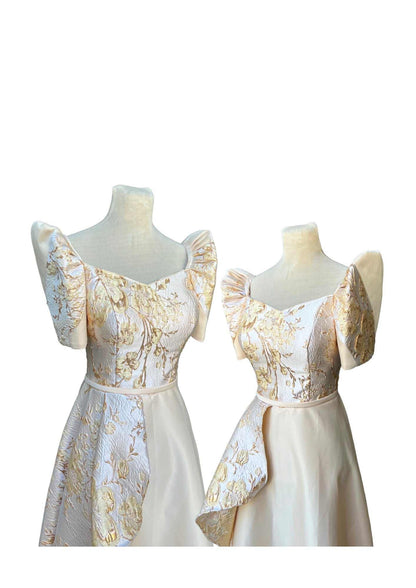 Filipiniana Dress Beige Floral Pristine #027