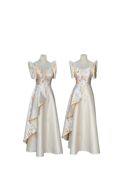 Filipiniana Dress Beige Floral Pristine #027
