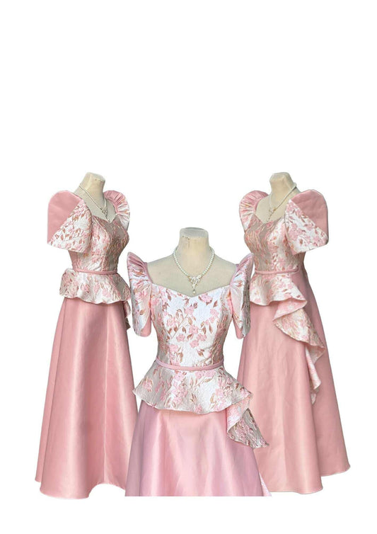 Filipiniana Peach Floral Pristine #030