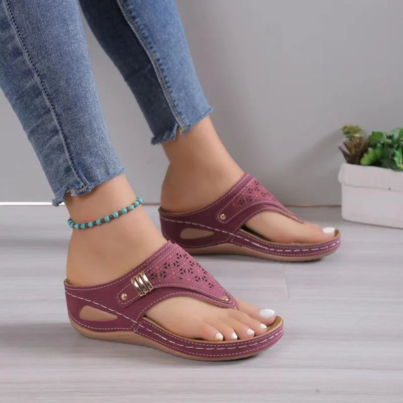 Clip Toe Wedge Heel Sandals for Women Summer Flip Flops Ladies Lightweight Diabetic Walking Sandals