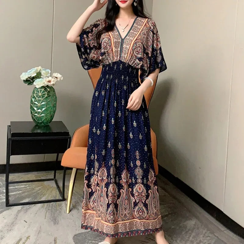 Maxi Dress Women Vintage Print Floral