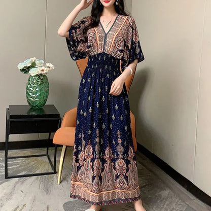 Maxi Dress Women Vintage Print Floral
