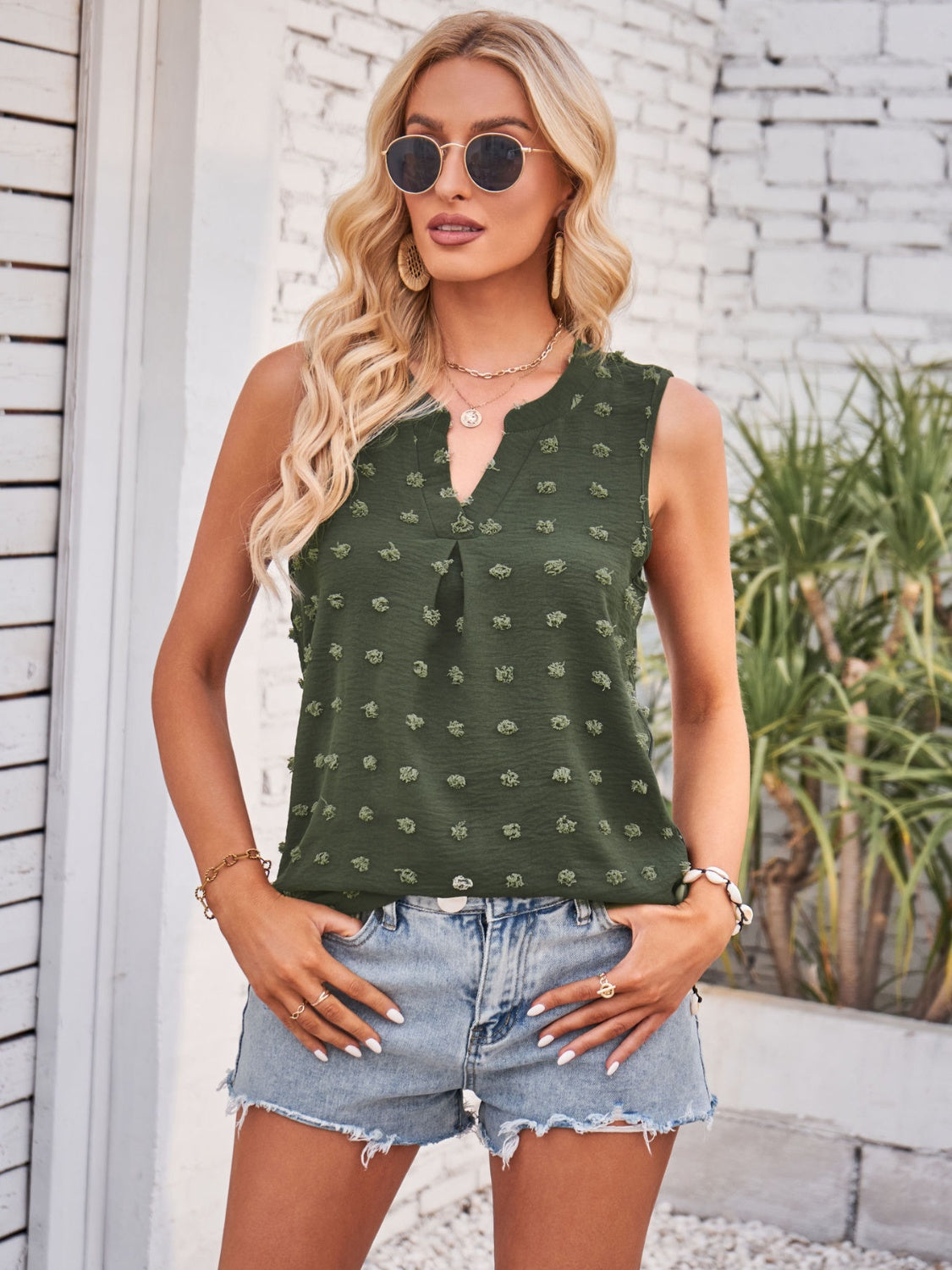 Lovelet Swiss Dot Notched Tank