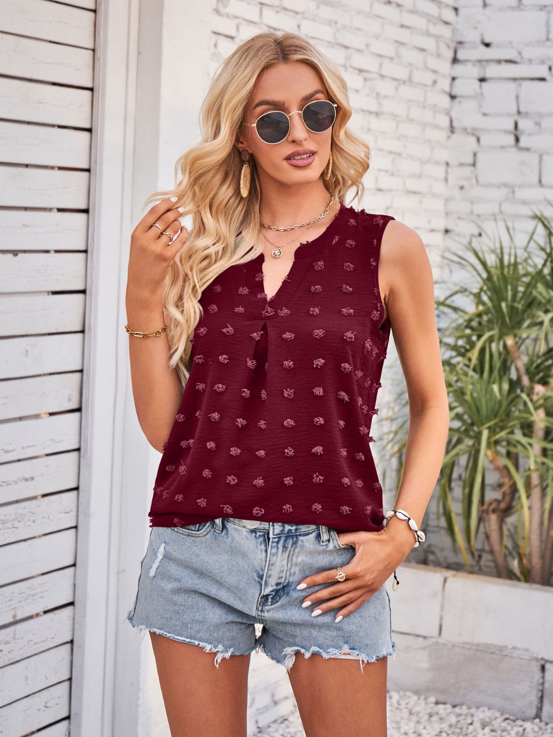 Lovelet Swiss Dot Notched Tank