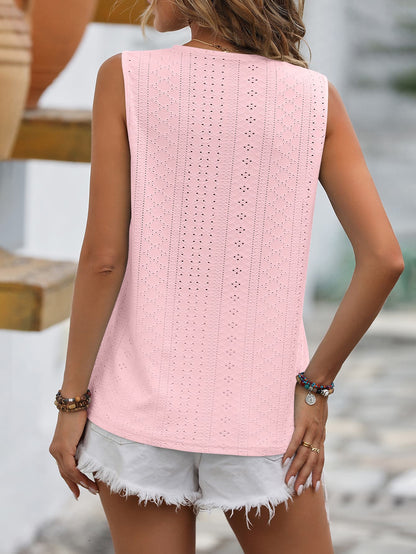 Mandy Spliced Lace V-Neck Sleeveless Tank