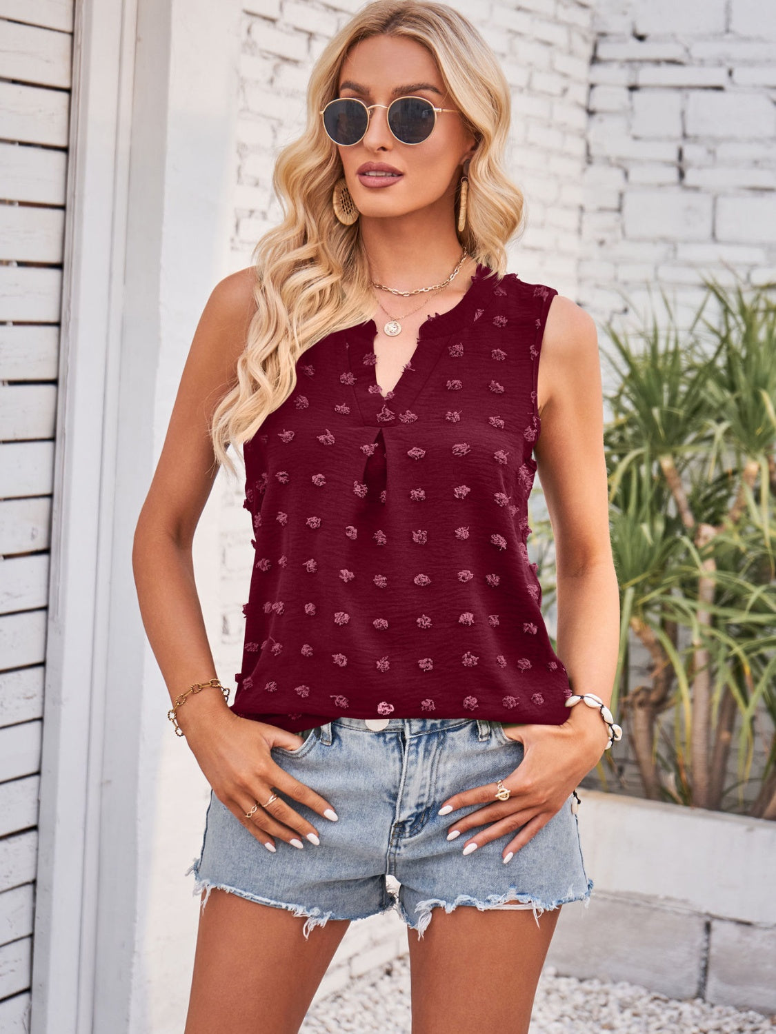 Lovelet Swiss Dot Notched Tank